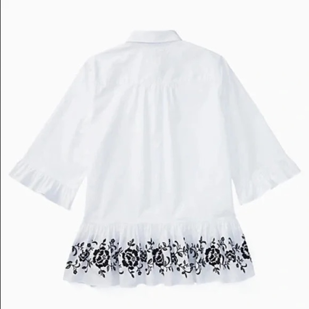 Kate Spade Broome Street Short Sleeve Embroidered Top - Picture 2 of 7